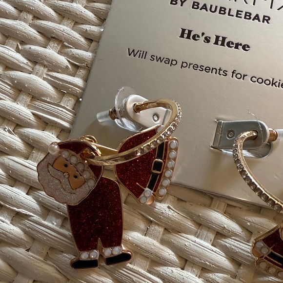 BaubleBar Sugarfix  Christmas Hoop Santa Claus Drop Earrings NWT - Picture 7 of 8